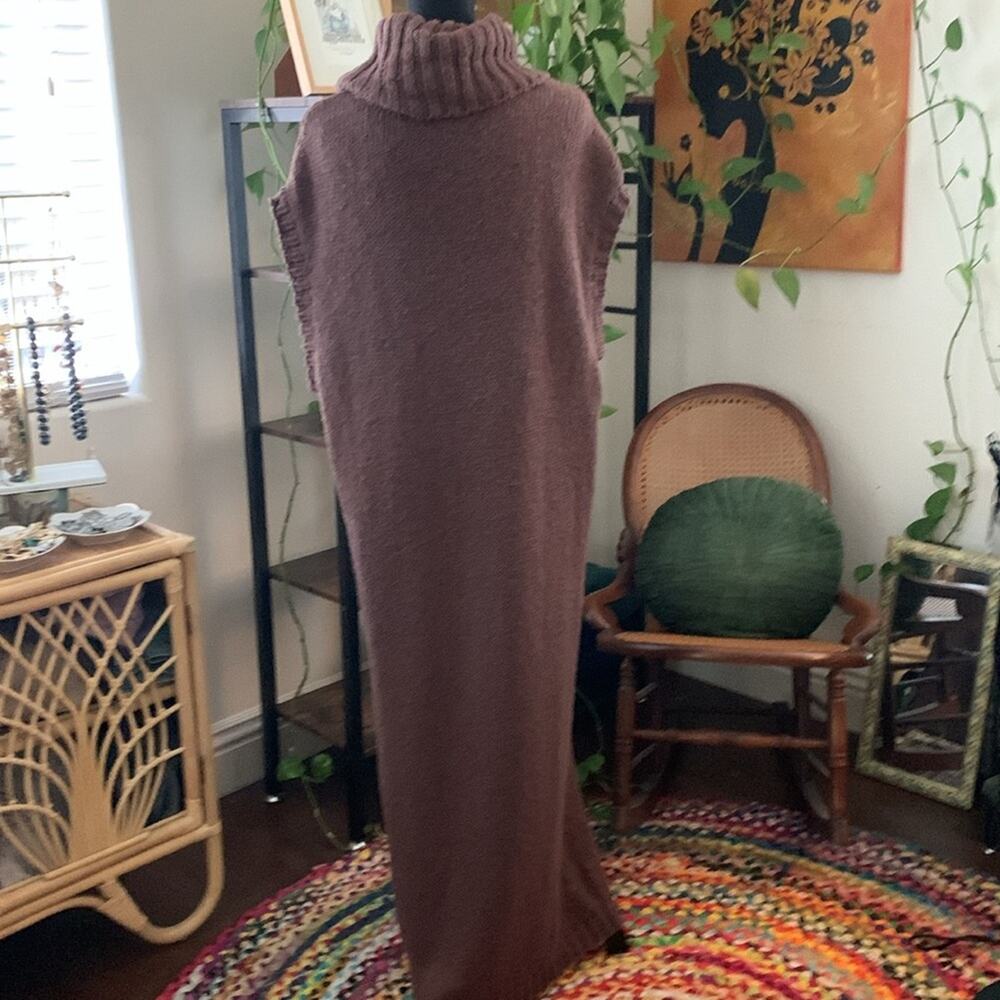 Free People On A Cloud Chocolate Brown Cable Knit Boho Midi Maxi Sweater Dress - Picture 5 of 8